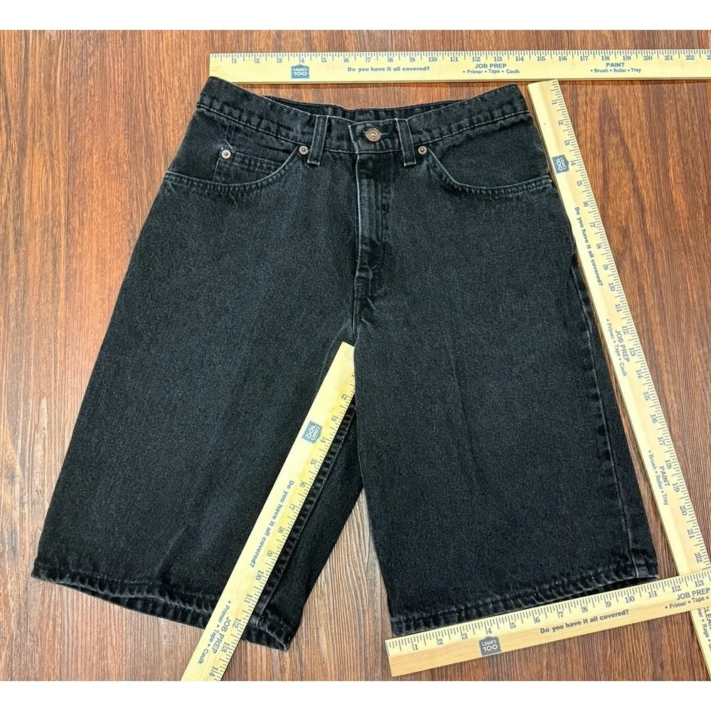 Levi's Vintage 562 Black Loose Fit Student 30 Denim Shorts Orange Tab USA